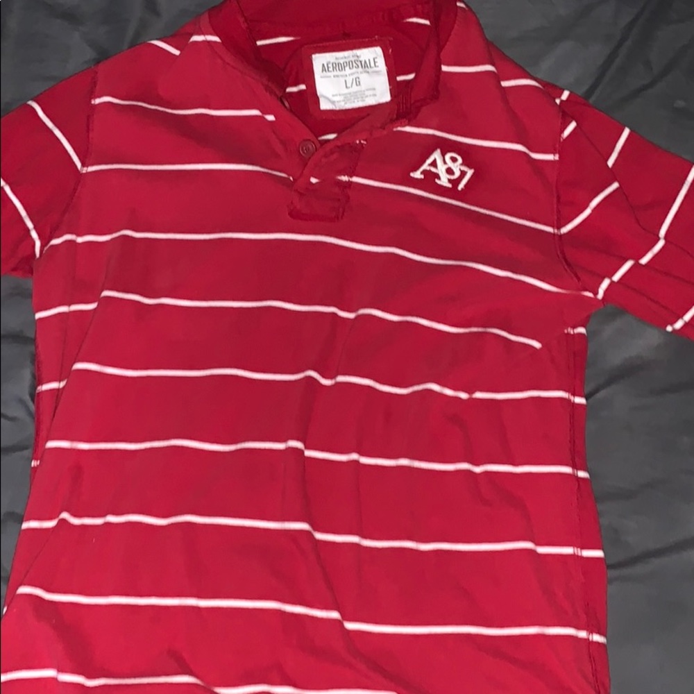 Mens Lg Long Sleeve Red Striped Aeropostale Shirt
